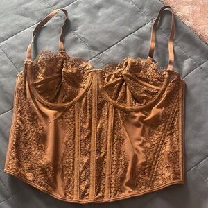 SHEIN Brown Lace Bustier Top
